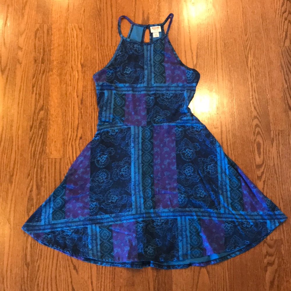 Blue high neck dress